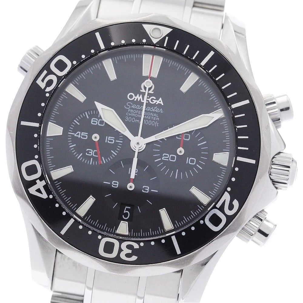OMEGA SEAMASTER CHRONOGRAPH BLACK DIAL AUTOMATIC WATCH: OMEGA Seamaster Chronograph black Dial Automatic Watch Brand: OMEGA Type: Wristwatch Material: Band Material Stainless Steel, Case Material Stainless Steel Color: Band Color Silver, Dial Color black, 