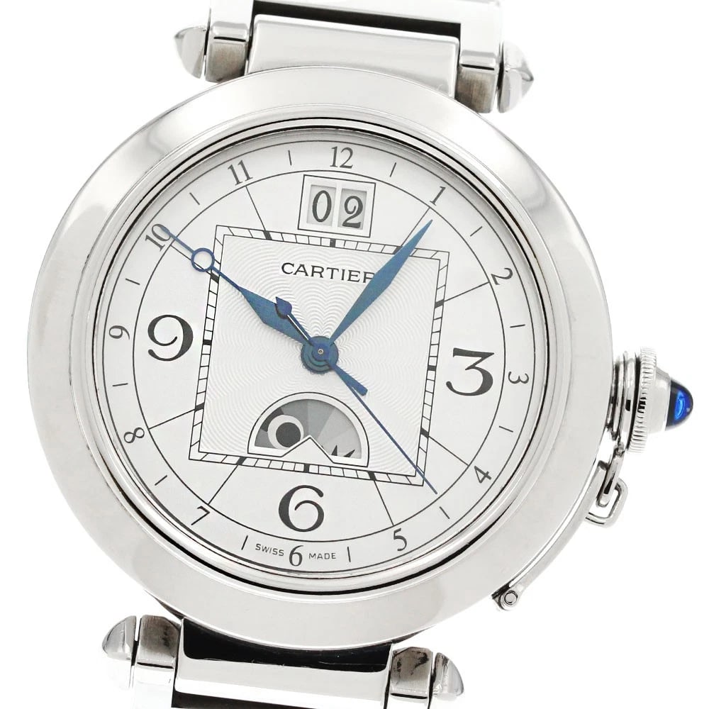 CARTIER PASHA NIGHT & DAY SILVER AUTOMATIC WATCH: CARTIER Pasha Night & Day Silver Automatic Watch Brand: CARTIER Type: Wristwatch Material: Band Material Stainless Steel, Case Material Case size About 42mm (1.7inch) (not including the crown) Wrist s