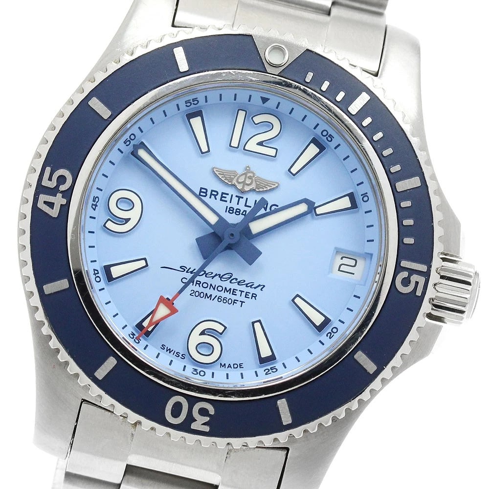 BREITLING SUPER OCEAN DATE BLUE AUTOMATIC WATCH: BREITLING Super Ocean Date blue Automatic Watch Brand: BREITLING Type: Wristwatch Material: Band Material Stainless Steel, Case Material Stainless Steel / Stainless Steel Color: Band Color Silver, Dia