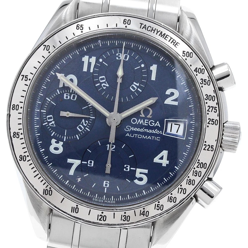 OMEGA SPEEDMASTER CHRONOGRAPH DATE NAVY AUTO WATCH: OMEGA Speedmaster Chronograph Date Navy Auto Watch Brand: OMEGA Type: Wristwatch Material: Band Material Stainless Steel, Case Material Stainless Steel / Stainless Steel Color: Band Color Silver,