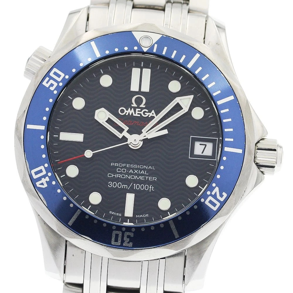 OMEGA SEAMASTER300 DATE CO-AXIAL NAVY DIAL AUTOMATIC BOY'S WATCH: OMEGA Seamaster300 Date Co-Axial Navy Dial Automatic Boy's Watch Brand: OMEGA Type: Wristwatch Material: Band Material Stainless Steel, Case Material Stainless Steel / Stainless Steel Color: Band Colo