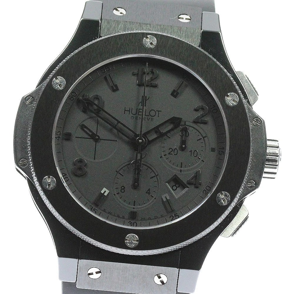HUBLOT BIG BANG BLACK CHRONOGRAPH AUTOMATIC WATCH: HUBLOT Big bang black Chronograph Automatic Watch Brand: HUBLOT Type: Wristwatch Material: Band Material rubber, Case Material Ceramic / titanium / rubber Color: Band Color black, Dial Color black, Ca