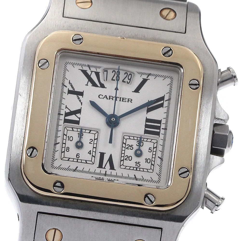 CARTIER SANTOS GALBEE LM CHRONO REFLEX PERPETUAL CALENDAR WATCH: CARTIER Santos Galbee LM Chrono Reflex Perpetual calendar Watch Brand: CARTIER Type: Wristwatch Material: Band Material Stainless Steel/YG, Case Material Stainless Steel / Stainless Steel Color: Band 