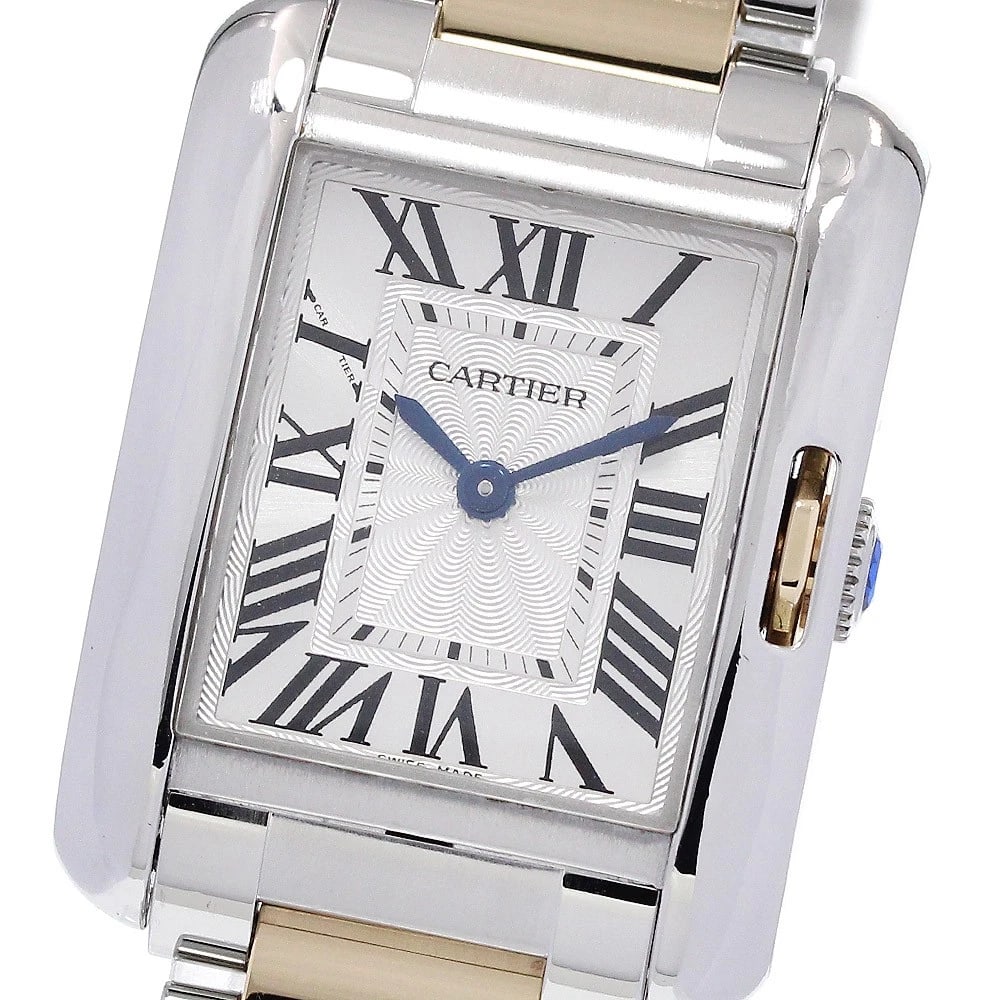 CARTIER TANK ANGLAZE SM SILVER DIAL QUARTZ LADIES WATCH: CARTIER Tank Anglaze SM Silver Dial Quartz Ladies Watch Brand: CARTIER Type: Wristwatch Material: Band Material Stainless Steel/K18YG, Case Material Stainless Steel / Stainless Steel Color: Band Color