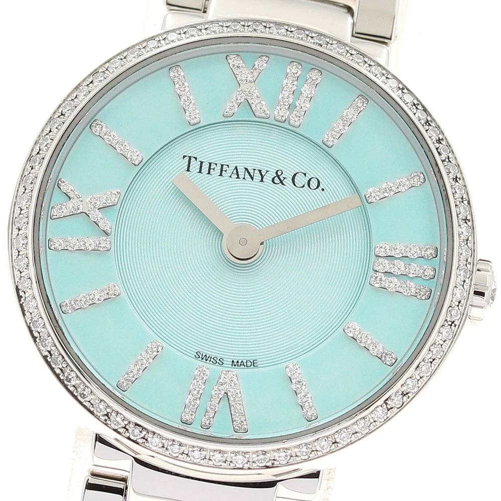 TIFFANY&CO. ATLAS DIAMOND BLUE DIAL QUARTZ LADIES WATCH: TIFFANY&Co. Atlas diamond Blue Dial Quartz Ladies Watch Brand: TIFFANY&Co. Type: Wristwatch Material: Band Material Stainless Steel, Case Material Stainless Steel / Stainless Steel Color: Band Color S