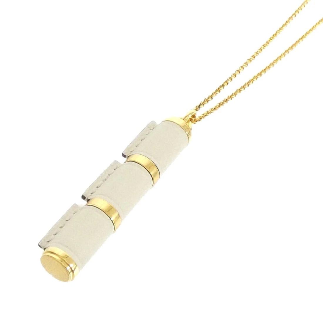 HERMES CHARNIÈRENECKLACE: Hermes CharnièreNecklace Brand: HERMES Type: Hermes Necklace Material: Swift, Color: NATA / PALLADIUM (GOLD) / Palladium (Gold) Metal Size: Size Length: 83.5cm Top width x height: 1cmx6.2cm