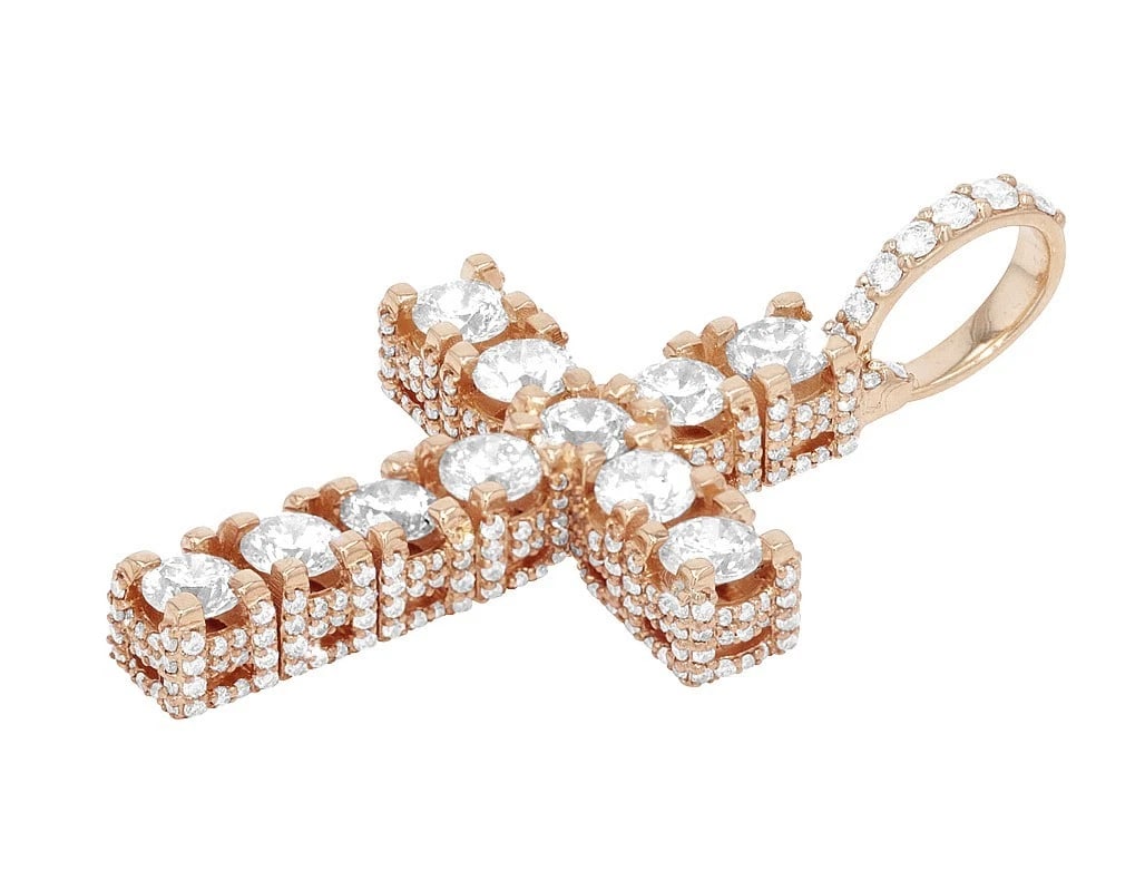 SOLID CROSS DIAMOND PENDANT 10K GOLD - 2