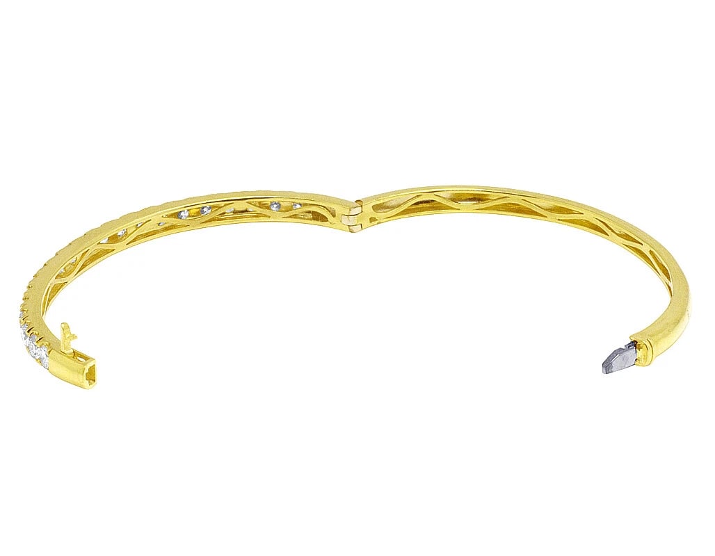 SINGLE ROW 20 POINTER DIAMOND DESIGNER BANGLE BRACELET GOLD - 3