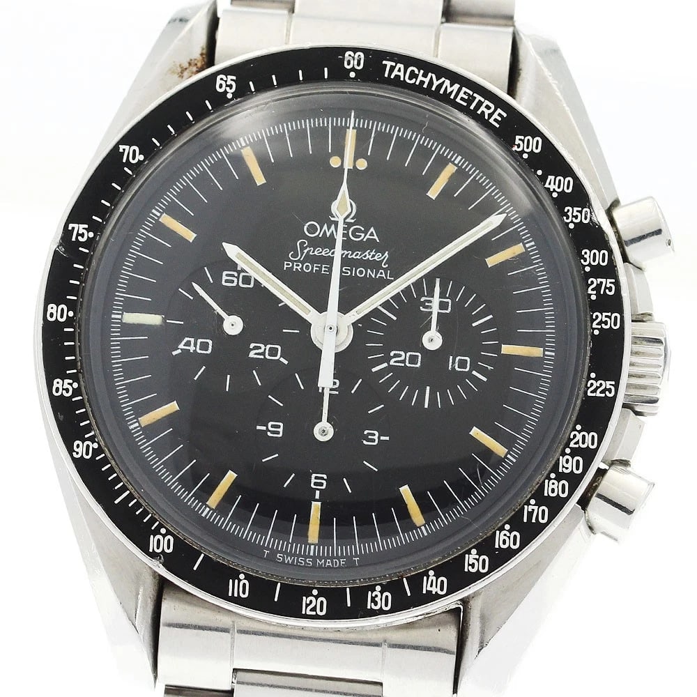 OMEGA SPEEDMASTER PROFESSIONAL MOON WATCH: OMEGA Speedmaster Professional Moon Watch Brand: OMEGA Type: Wristwatch Material: Band Material Stainless Steel, Case Material Stainless Steel / Stainless Steel Color: Band Color Silver, Dial Color bl
