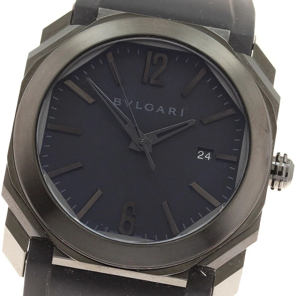BVLGARI OKTO ULTRA NERO DATE BLACK AUTOMATIC WATCH: BVLGARI Okto Ultra Nero Date black Automatic Watch Brand: BVLGARI Type: Wristwatch Material: Band Material rubber, Case Material stainless Steel /stainless steel Color: Band Color black, Dial Color
