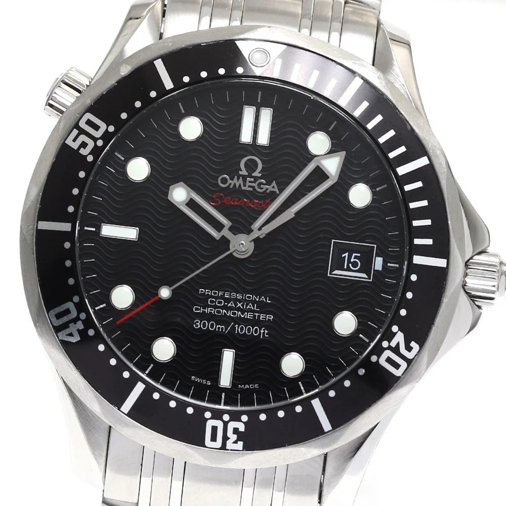 OMEGA SEAMASTER CO AXIAL AUTOMATIC WATCH: OMEGA Seamaster Co Axial Automatic Watch Brand: OMEGA Type: Wristwatch Material: Band Material Stainless Steel, Case Material Stainless Steel / Stainless Steel Color: Band Color Silver, Dial Color bla