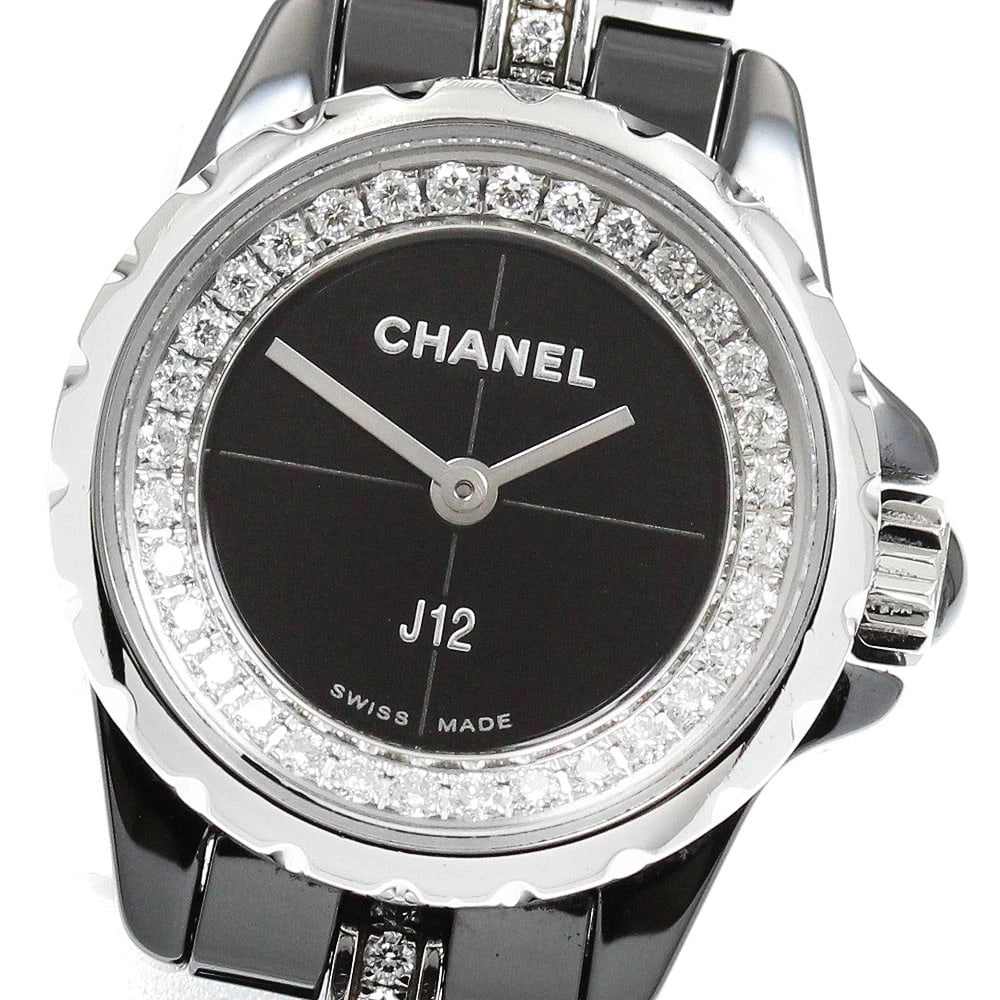 CHANEL J12 DIAMOND BLACK DIAL QUARTZ LADIES WATCH: CHANEL J12 Diamond black Dial Quartz Ladies Watch Brand: CHANEL Type: Wristwatch Material: Band Material Ceramic / Stainless Steel, Case Material Stainless Steel / ceramic / Stainless Steel / ceramic 