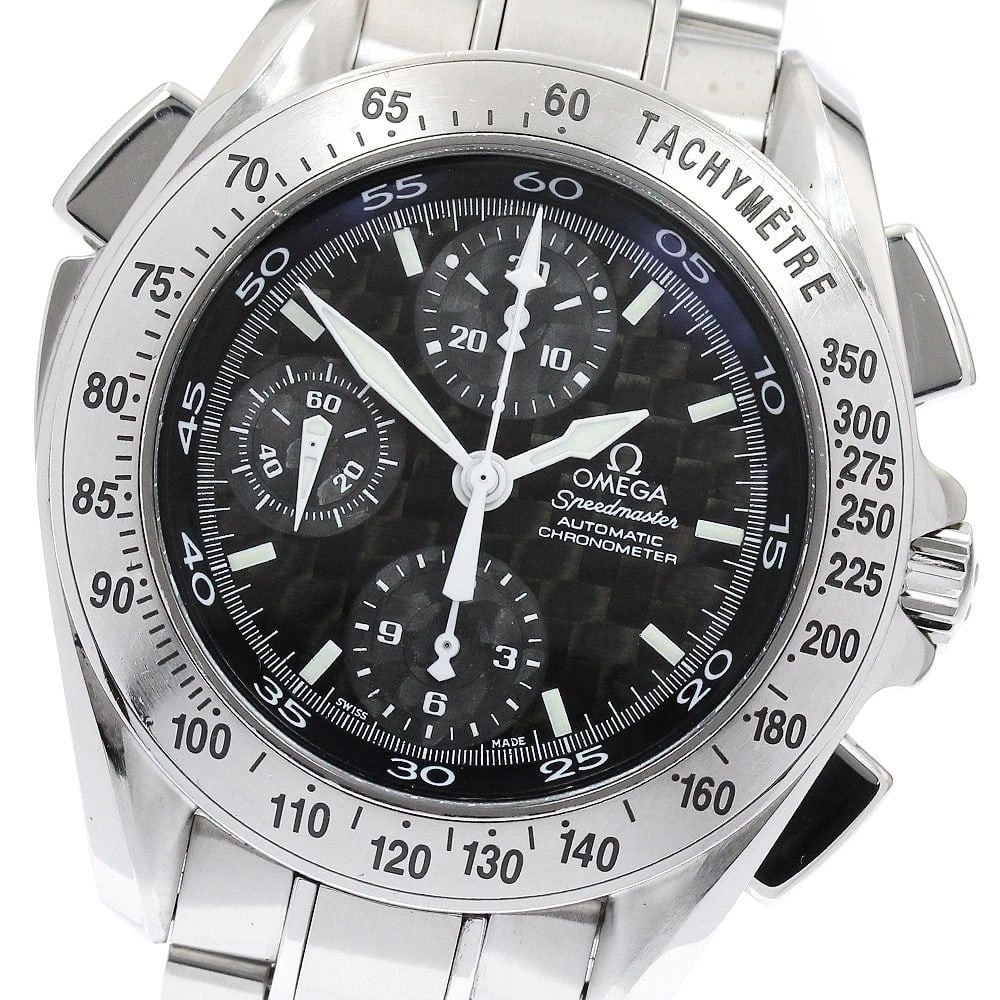 OMEGA SPEEDMASTER SPLIT BLACK AUTOMATIC WATCH: OMEGA Speedmaster Split black Automatic Watch Brand: OMEGA Type: Wristwatch Material: Band Material Stainless Steel, Case Material stainless Steel /stainless steel Color: Band Color Silver, Dial