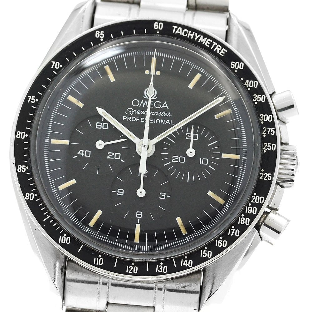 OMEGA SPEEDMASTER PROFESSIONAL WATCH: OMEGA Speedmaster Professional Watch Brand: OMEGA Type: Wristwatch Material: Band Material Stainless Steel, Case Material Stainless Steel / Stainless Steel Color: Band Color Silver, Dial Color black,