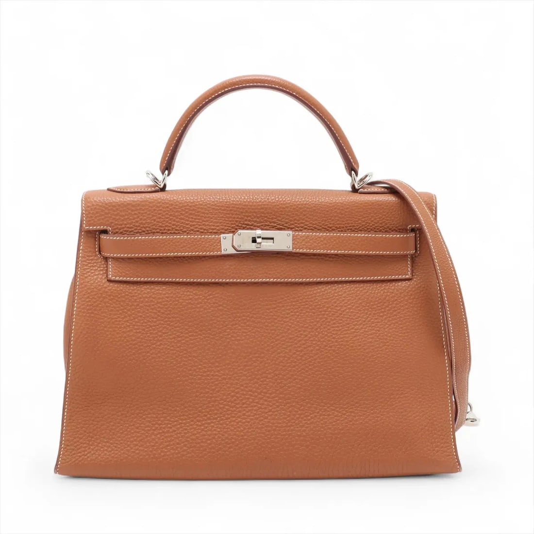 HERMES KELLY 32 SERIE TOGO GOLD SILVER: Hermes Kelly 32 Serie Togo Gold Silver Brand: Hermès Type: Hand bag Material: Togo Color: Gold Size: Height:8.7inch Length:12.8inch Depth:4.7inch Handle height:3.1inch Accessories: None Ac
