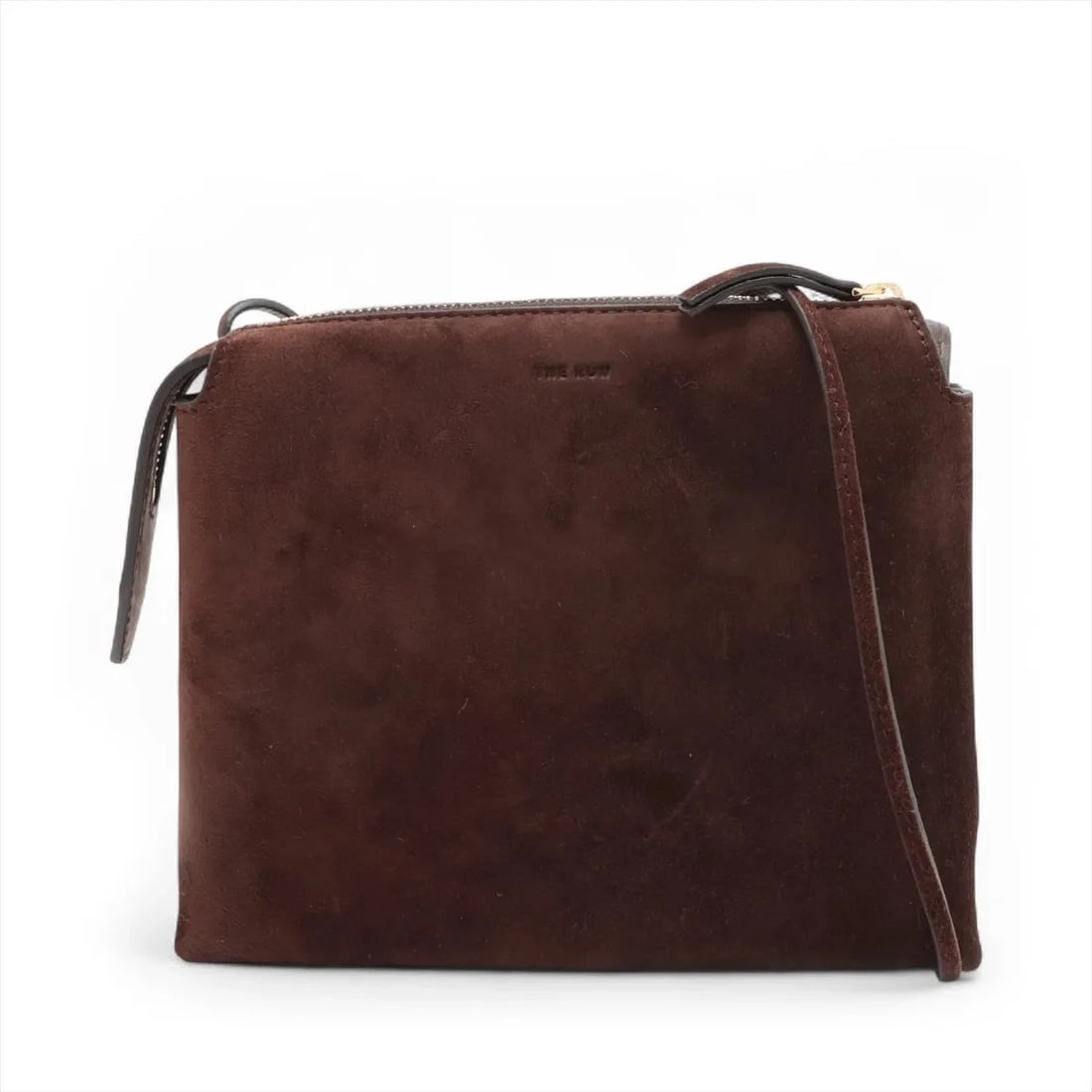 THE ROW MINI TWIN SUEDE X LEATHER SHOULDER BAG BROWN (1 of 5)