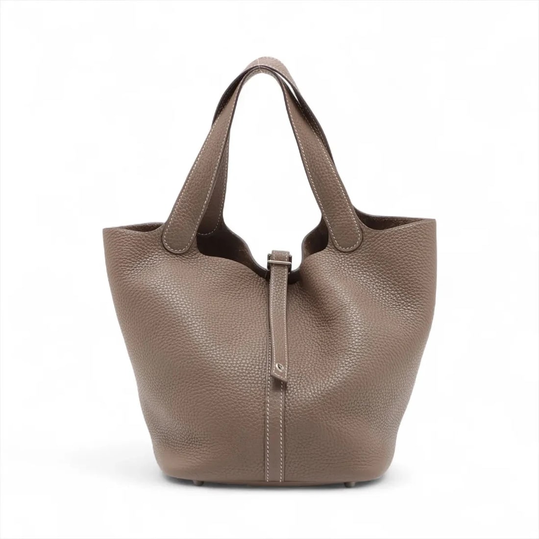 HERMES PICOTIN TAURILLON CLEMENCE ETOUPE: Hermes Picotin Taurillon Clemence Etoupe Brand: Hermès Type: Hand bag Material: Taurillon Clemence Color: Etoupe Size: Height:8.5inch Length:8.7inch Depth:6.9inch Handle height:5.9inch Accessories