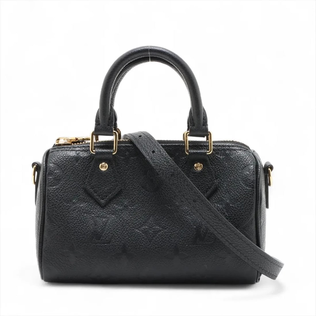 LOUIS VUITTON MONOGRAM EMPREINTE NANO SPEEDY BLACK: Louis Vuitton Monogram Empreinte Nano Speedy Black Brand: Louis Vuitton Type: Hand bag Material: none Color: Black Size: Height:4.7inch Length:7.3inch Depth:3.5inch Handle height:2.8inch Accessori