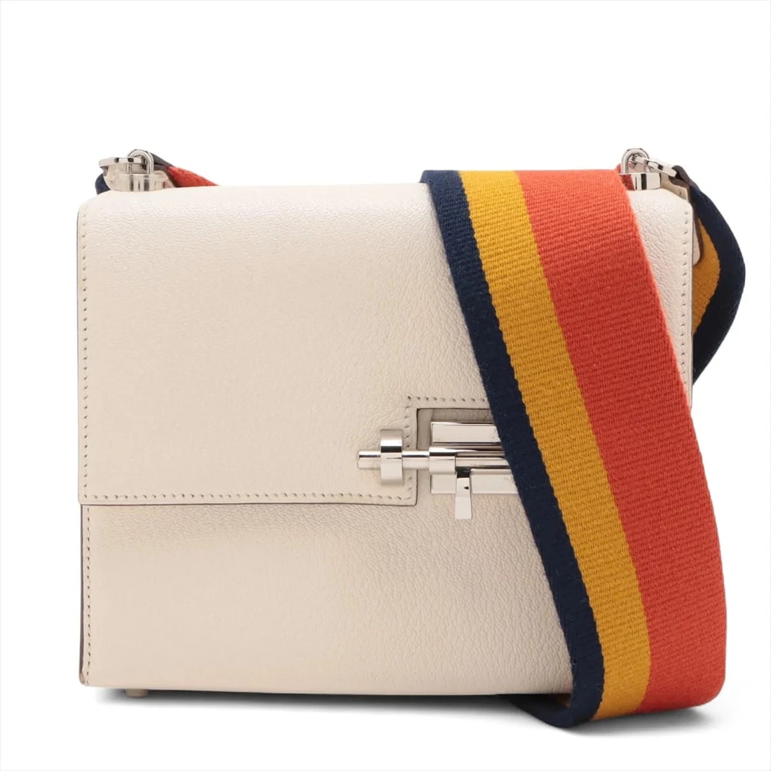 HERMES VERLOU MINI CHÈVRE MYSORE NATA SILVER: Hermes Verlou Mini Chèvre Mysore Nata Silver Brand: Hermès Type: Shoulder bag Material: Chèvre Mysore Color: Nata Size: Height:5.3inchLength:6.7inchDepth:1.6inch Accessories: None Accessor