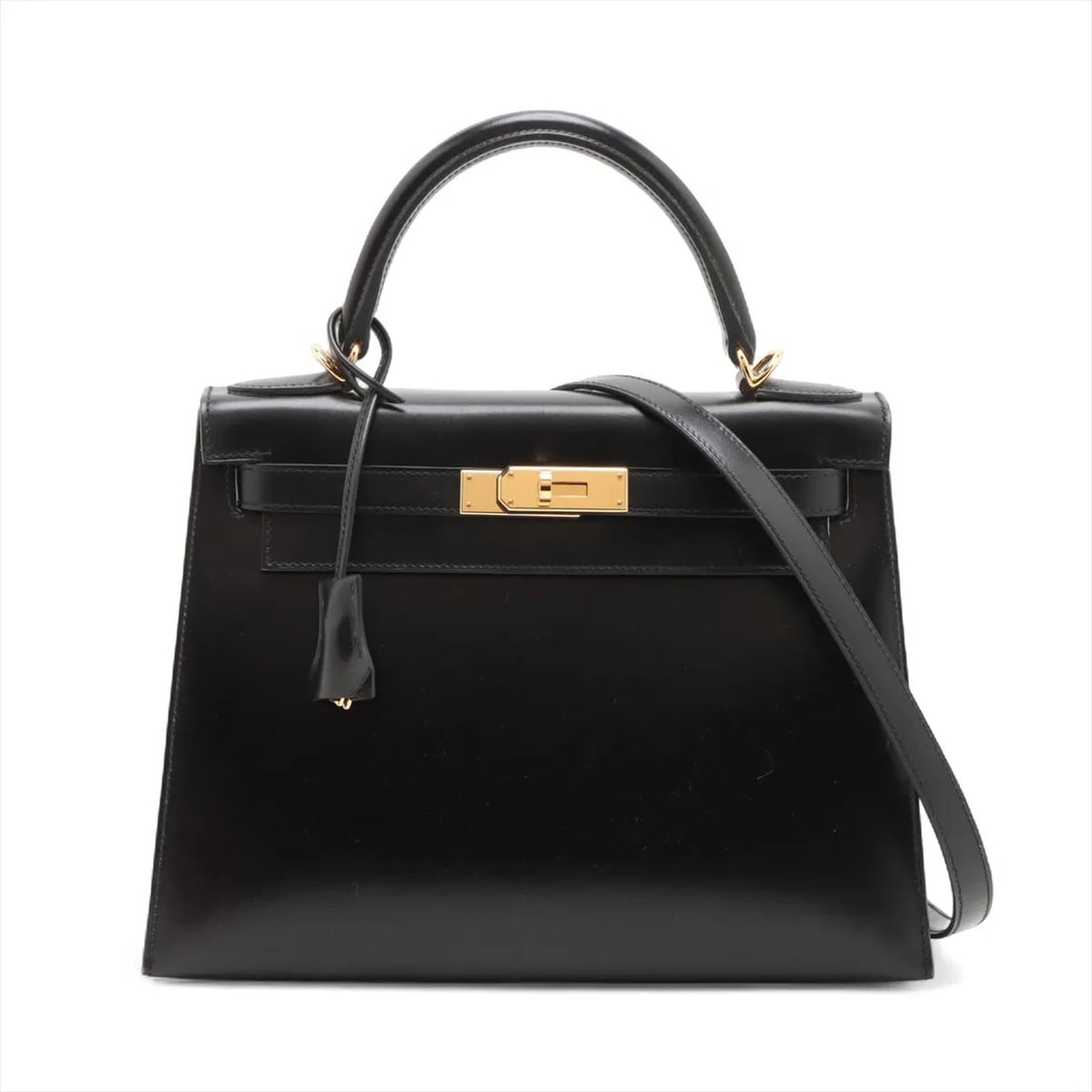 HERMES KELLY 28 SERIE BOX CALF BLACK GOLD (1 of 6)