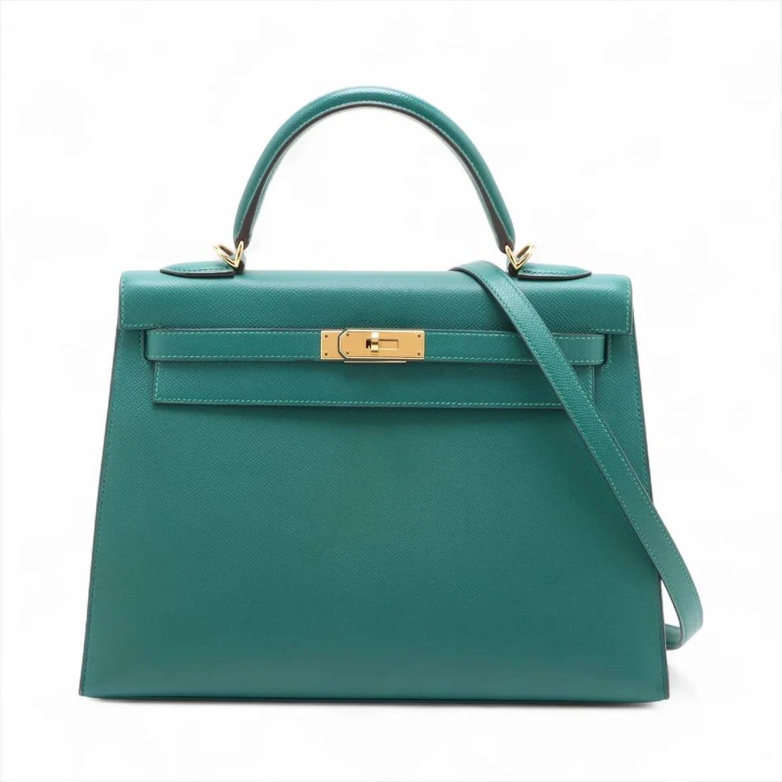 HERMES KELLY 32 SERIE VEAU EPSOM VERT VERTIGO: Hermes Kelly 32 Serie Veau Epsom Vert vertigo Brand: Hermès Type: Hand bag Material: Veau Epsom Color: Vert vertigo Size: Height:8.9inch Length:12.8inch Depth:4.5inch Handle height:3.7inch Accesso