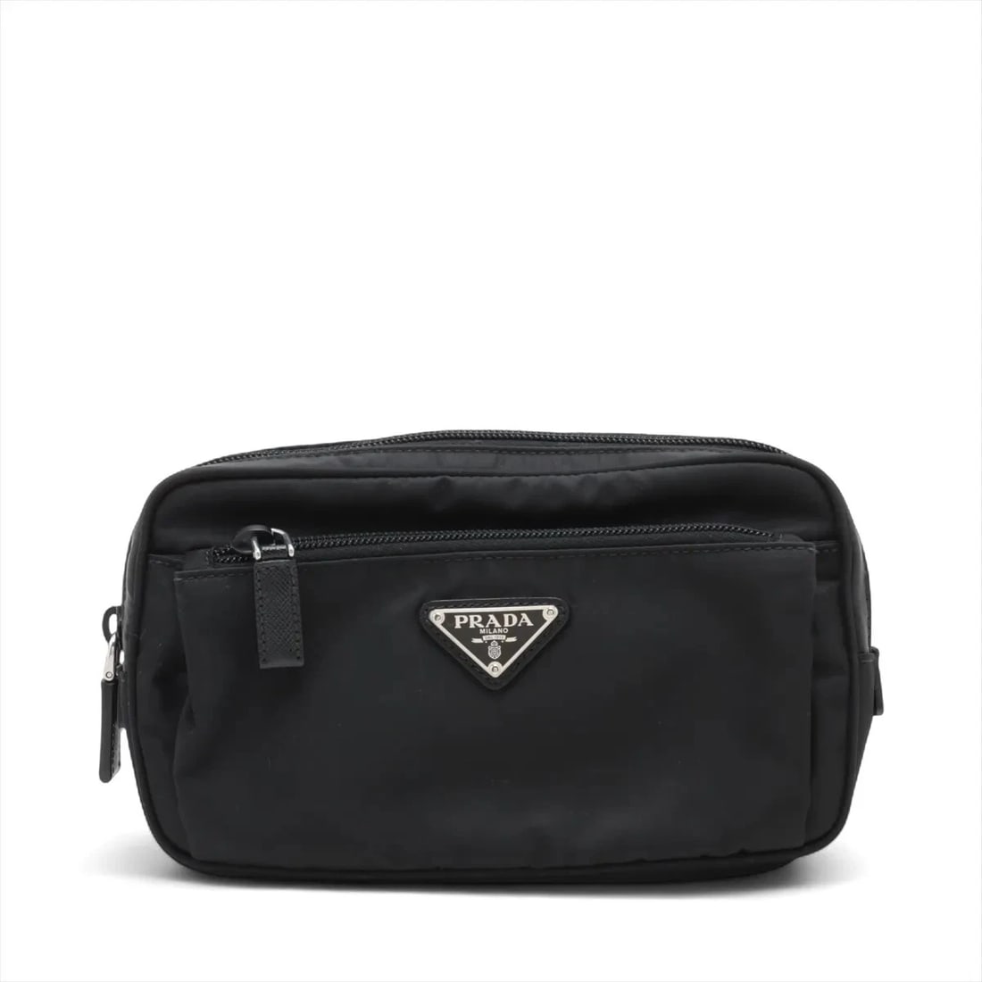 PRADA TESSUTO NYLON SLING BACKPACK BLACK: Prada Tessuto Nylon Sling backpack Black Brand: Prada Type: Waist pouch/Crossbody bag Material: Nylon Color: Black Size: Height:5.1inchLength:8.5inchDepth:2.0inch Accessories: None Accesso