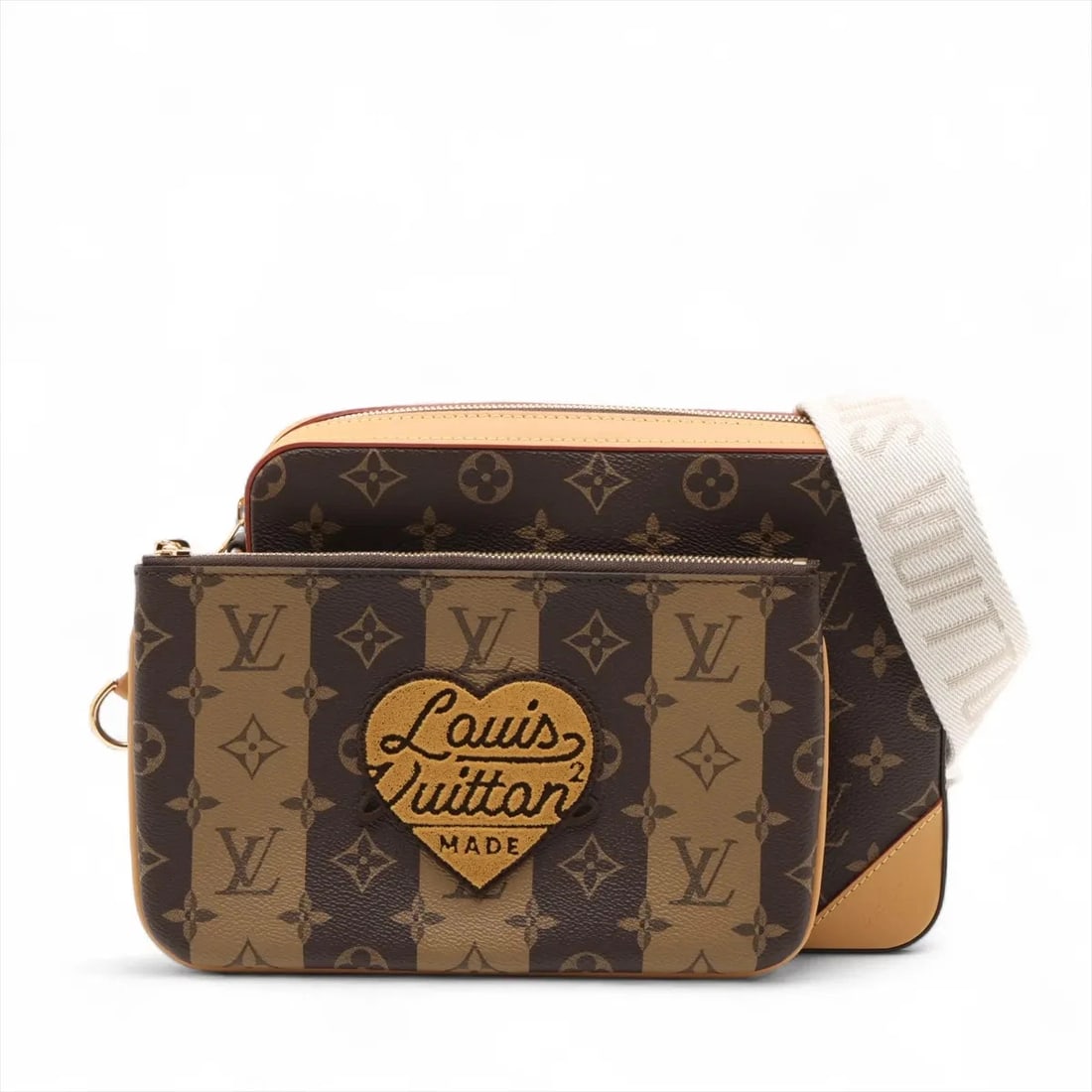 LOUIS VUITTON X NIGO LV SQUARED TRIO MESSENGER BROWN: Louis Vuitton x NIGO LV Squared Trio Messenger Brown Brand: Louis Vuitton x NIGO Type: Shoulder bag Material: none Color: Brown Size: Height:7.3inchLength:9.8inchDepth:1.8inch Accessories: None
