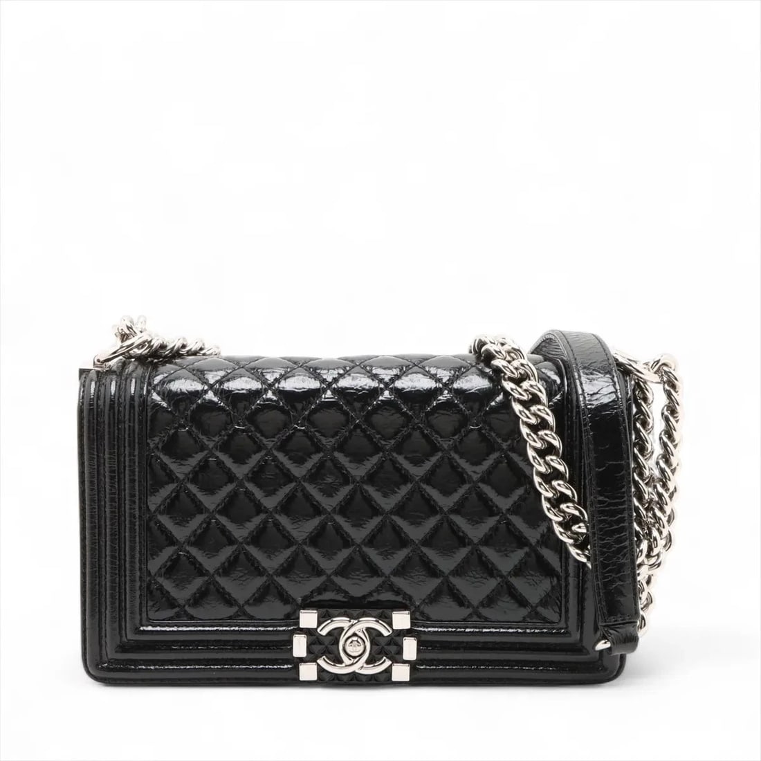 CHANEL BOY CHANEL 25 CALF CHAIN SHOULDER BAG: Chanel BOY CHANEL 25 calf Chain Shoulder Bag Brand: Chanel Type: Shoulder bag Material: calf Color: Black Size: Height:5.7inchLength:9.8inchDepth:2.8inch Accessories: None Accessories Noti