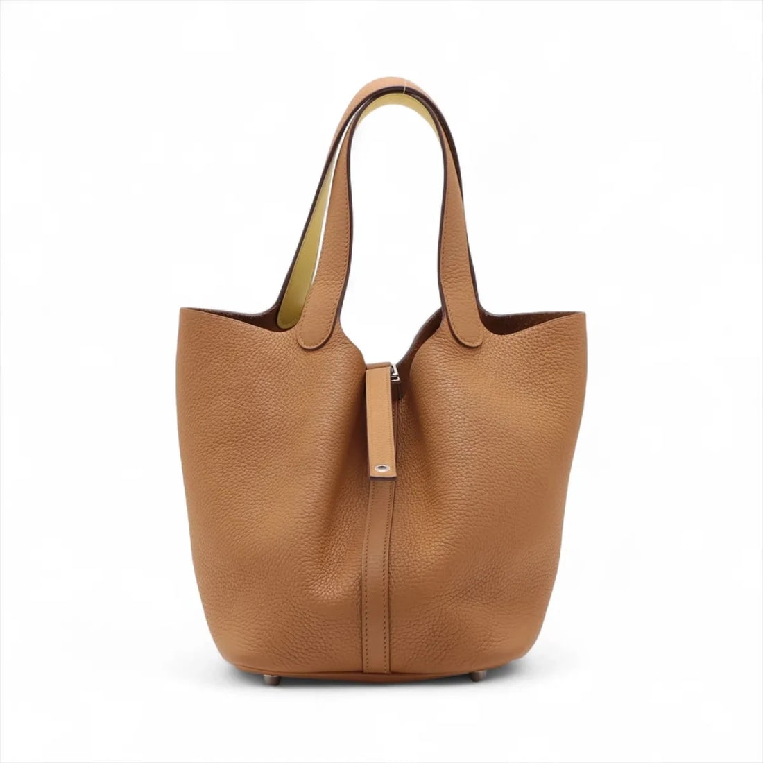 HERMES PICOTIN LOCK 22 MM ECLAT TAURILLON CLEMENCE: Hermes Picotin Lock 22 MM Eclat Taurillon Clemence Brand: Hermès Type: Hand bag Material: Taurillon Clemence × Veau Swift Color: Sesame x lime Size: Height:8.7inch Length:8.7inch Depth:6.7inch Handl