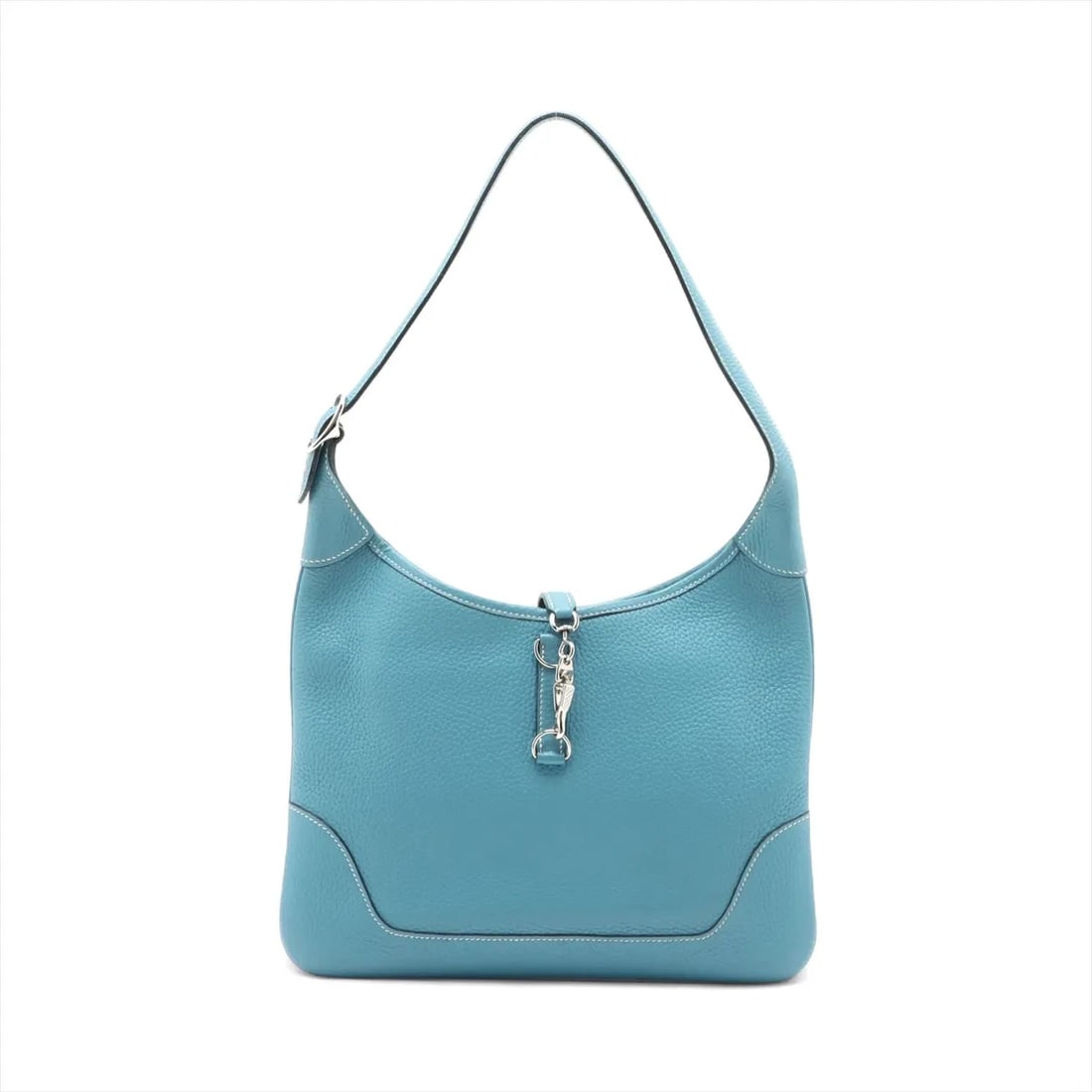 HERMES TRIM 31 TAURILLON CLEMENCE BLUE JEAN: Hermes Trim 31 Taurillon Clemence Blue Jean Brand: Hermès Type: Shoulder bag Material: Taurillon Clemence Color: Blue Jean Size: Height:10.2inchLength:12.0inchDepth:0.8inch Accessories: None <