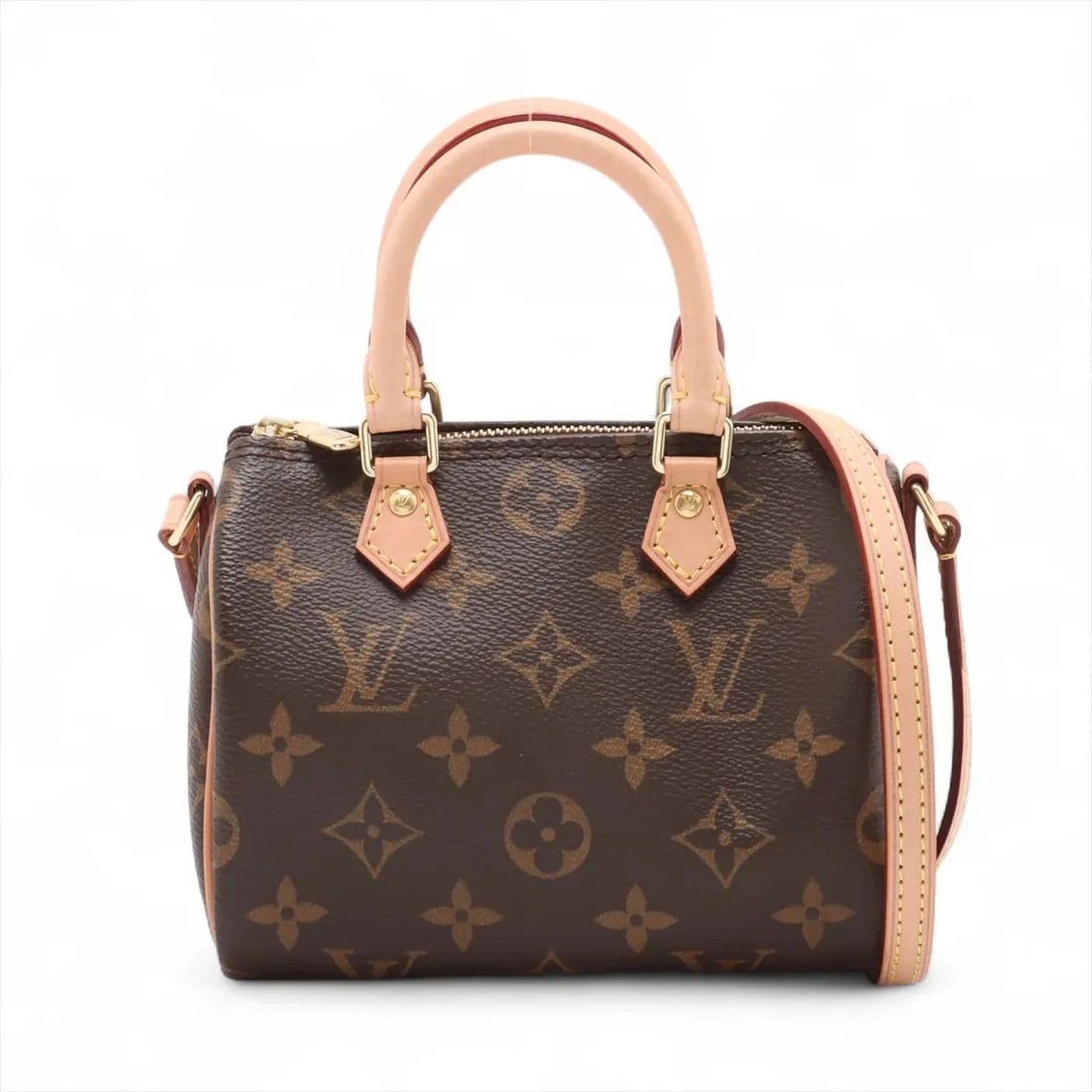 LOUIS VUITTON MONOGRAM NANO SPEEDY: Louis Vuitton Monogram Nano Speedy Brand: Louis Vuitton Type: Hand bag Material: none Color: Brown Size: Height:4.5inch Length:6.3inch Depth:3.5inch Handle height:2.6inch Accessories: None