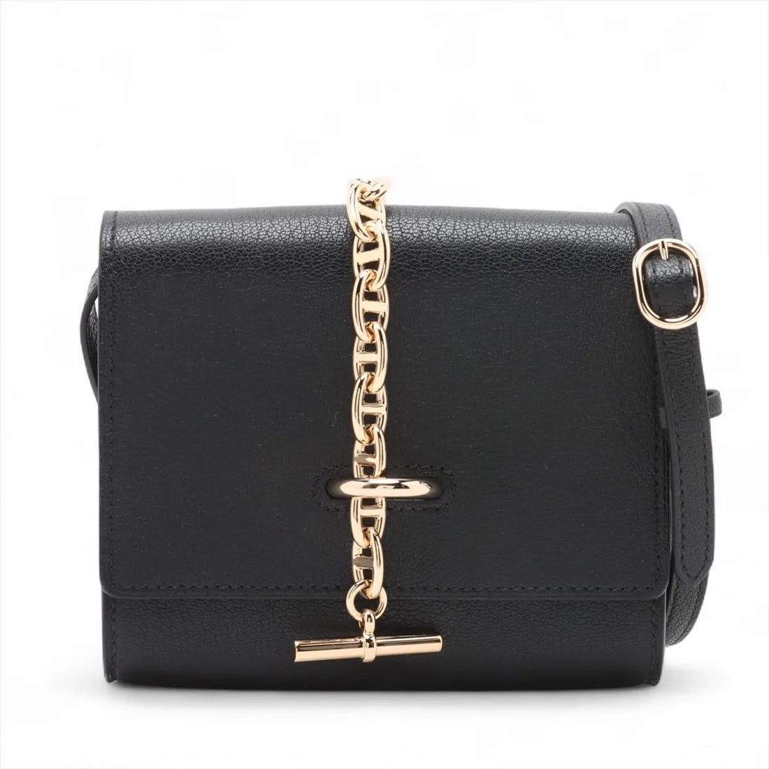 HERMES CHAÎNE D'ANCRE COMPACT WALLET CHÈVRE MYSORE BLACK (1 of 5)