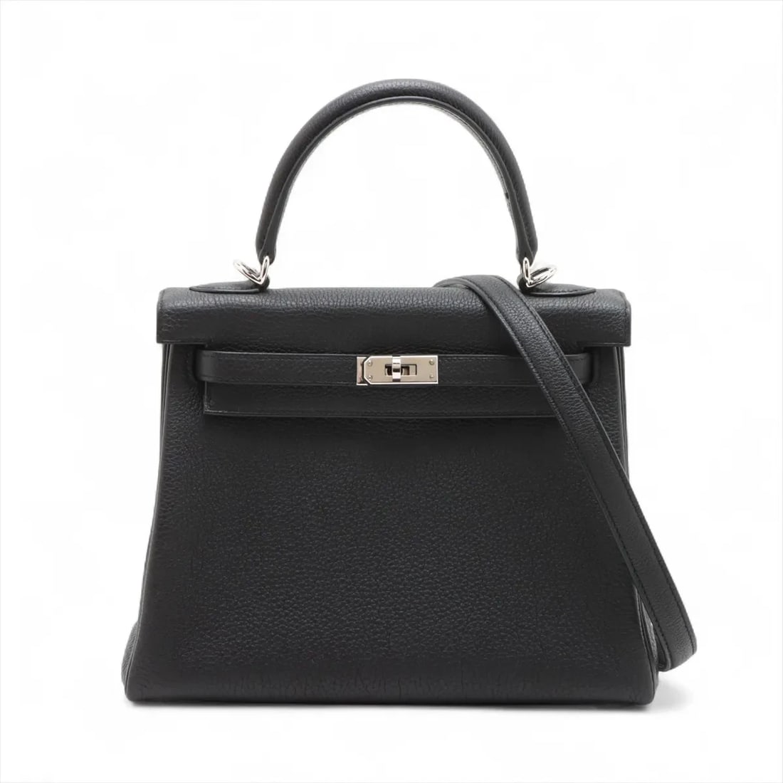 HERMES KELLY 25 LE TOURNAY TOGO BLACK SILVER: Hermes Kelly 25 Le Tournay Togo Black Silver Brand: Hermès Type: Hand bag Material: Togo Color: Black Size: Height:6.9inch Length:9.4inch Depth:3.7inch Handle height:3.3inch Accessories: None
