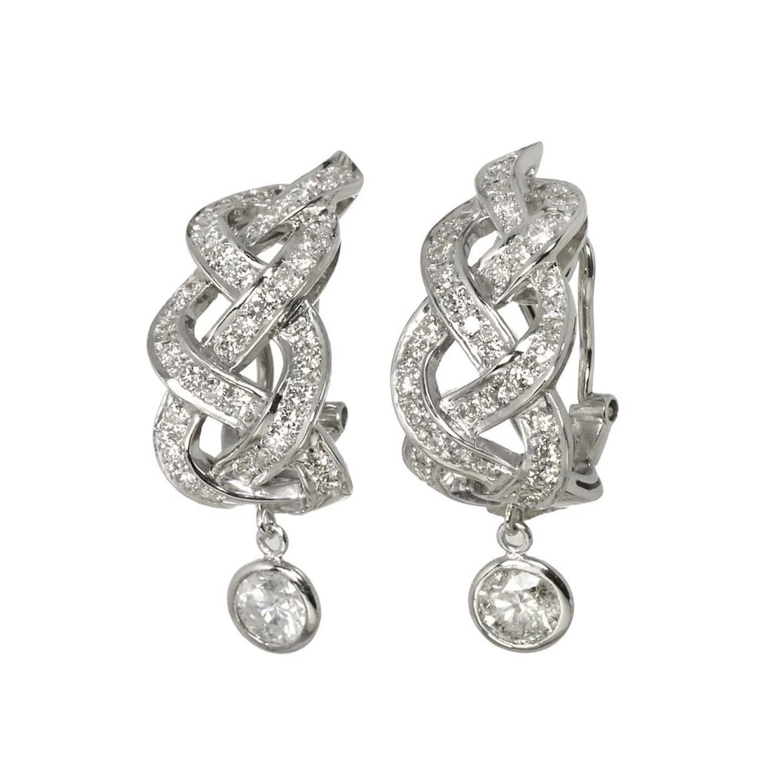 DIAMONDEARRINGS CLIP-ON 18K K18 WG: DiamondEarrings Clip-on 18K K18 WG Brand: Unbranded Type: Earrings Material: 750 White Gold, Main Stone/Creation Natural Color: White Gold Size: W 12 X H 31.5mm Accessories: None Accessori