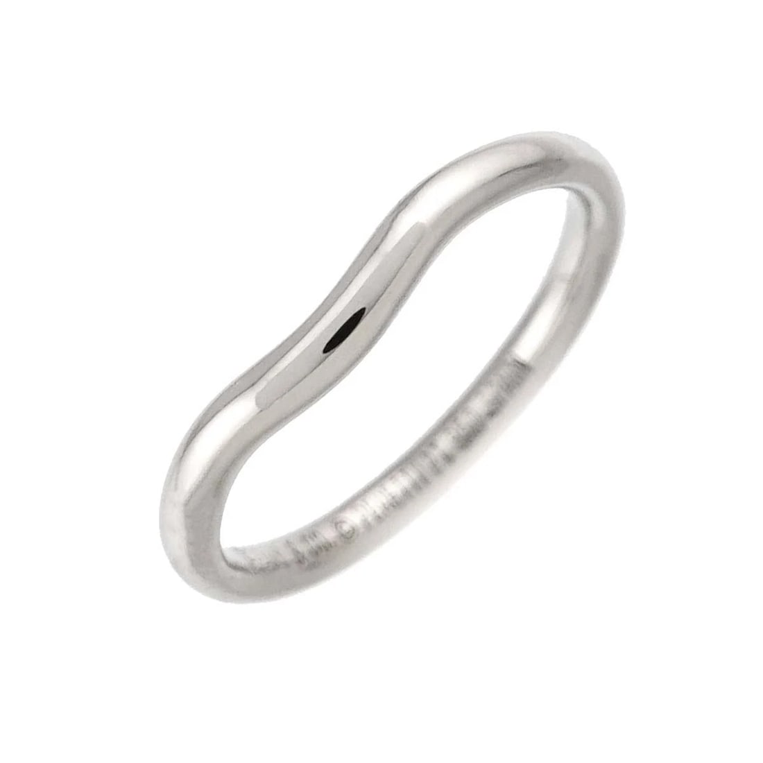 TIFFANY CO. CURVED BAND RING PLATINUM: TIFFANY Co. Curved Band Ring Platinum Brand: TIFFANY Co. Type: Ring Material: Platinum, Color: Platinum Size: 4.5 (US) Accessories: None Accessories Notice: When purchasing pre-owned goods