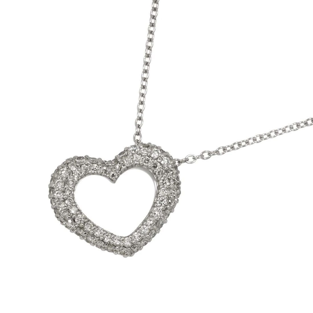 PONTE VECCHIO HEART MOTIF DIAMOND NECKLACE 18K WHITE GOLD: Ponte Vecchio Heart Motif Diamond Necklace 18K White Gold Brand: Ponte Vecchio Type: Necklace Material: 750 White Gold, Main Stone/Creation Natural Color: White Gold Size: internal circumference of th