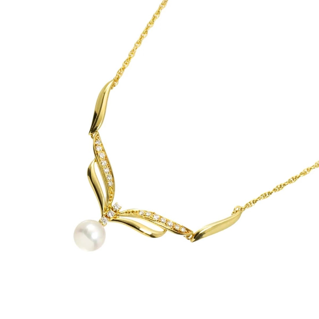 MIKIMOTO AKOYA PEARL DIAMOND NECKLACE 18K YG: MIKIMOTO Akoya Pearl Diamond Necklace 18K YG Brand: MIKIMOTO Type: Necklace Material: 750 Yellow Gold, Main Stone/Creation Akoya Pearl Diamond Color: Yellow Gold Size: internal circumference of the ch