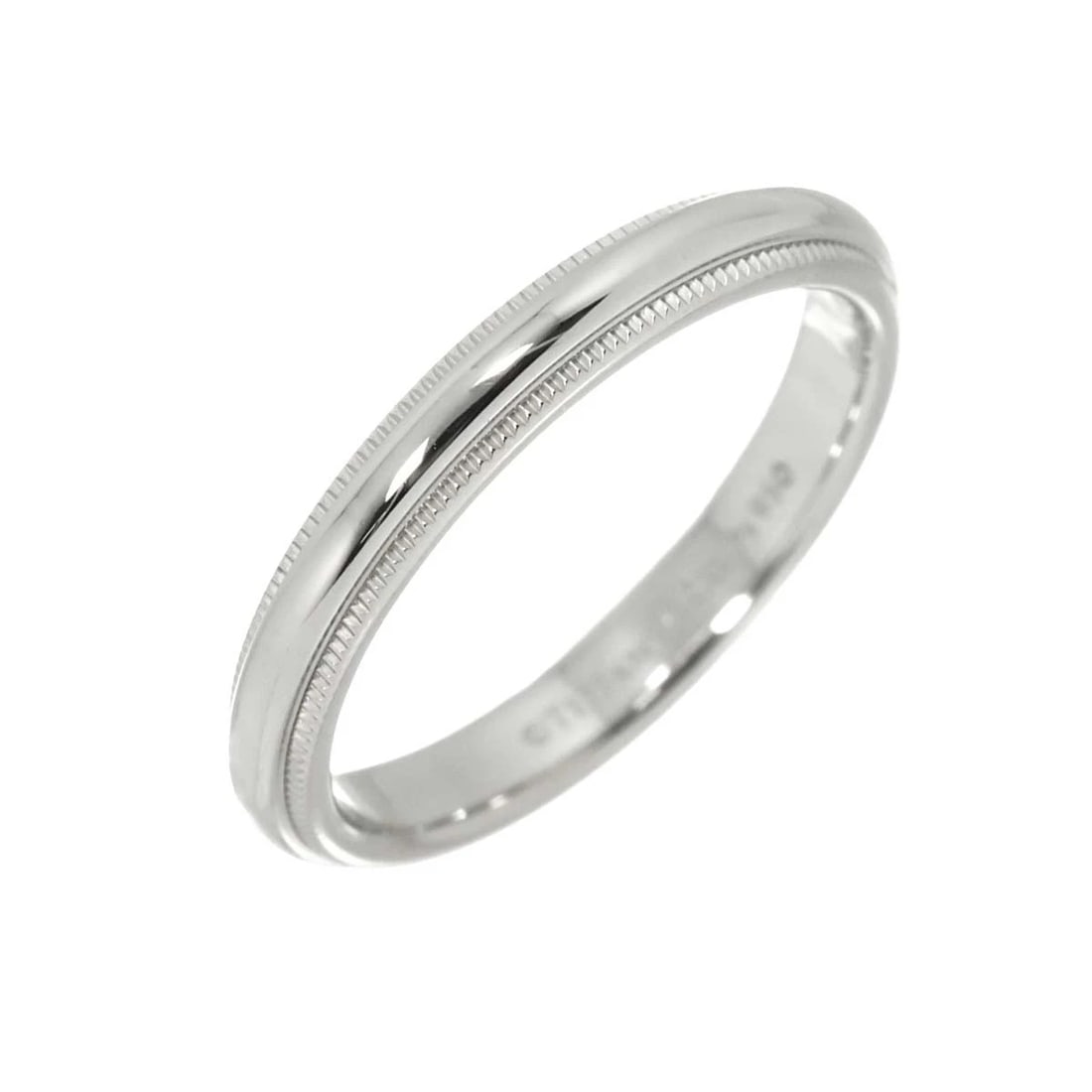TIFFANY CO. MILGRAIN BAND RING PLATINUM: TIFFANY CO. Milgrain Band Ring Platinum Brand: TIFFANY Co. Type: Ring Material: Platinum, Color: Platinum Size: 6.75 (US) Accessories: None Accessories Notice: When purchasing pre-owned go