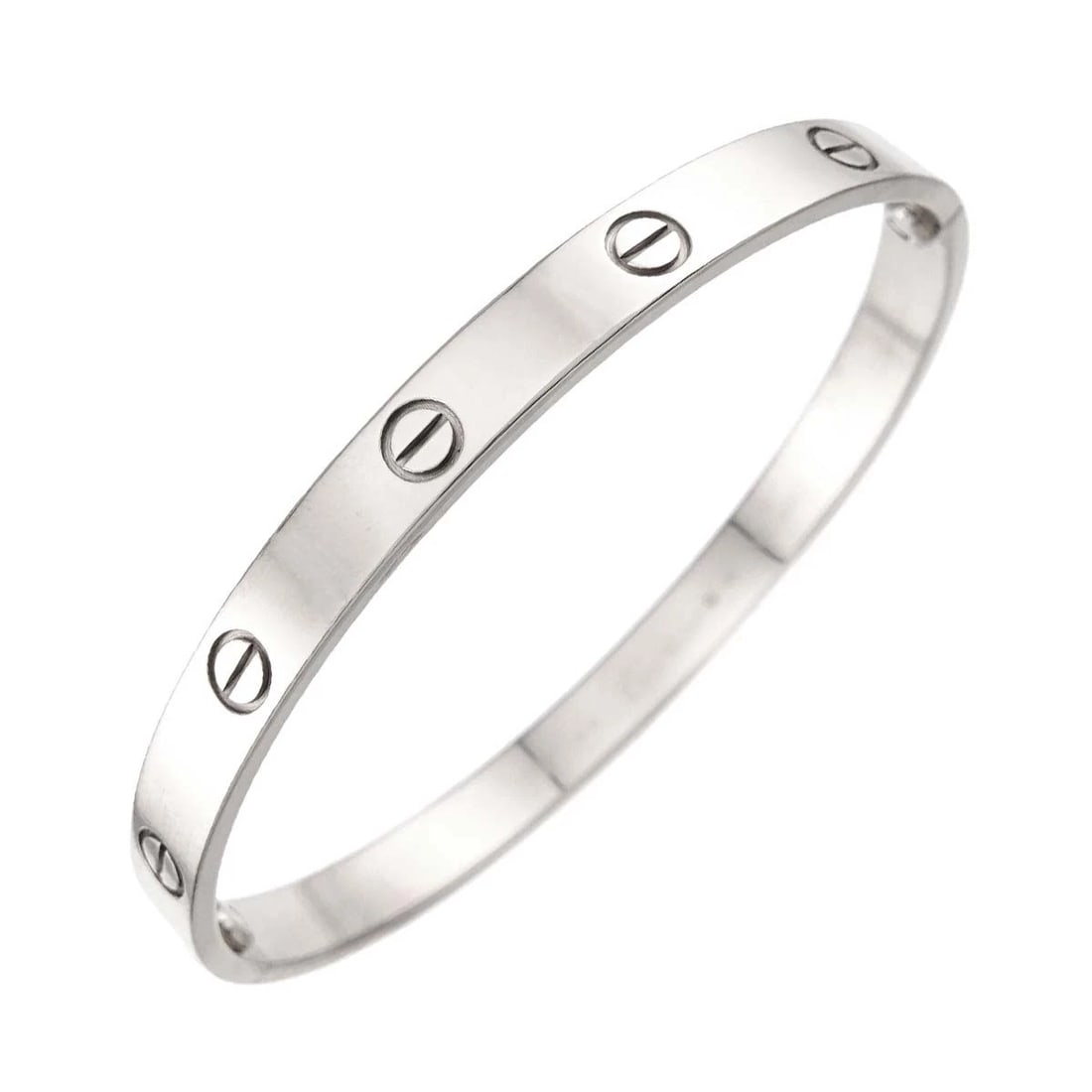 CARTIER LOVE BRACELET BANGLE 18K WG: Cartier Love Bracelet Bangle 18K WG Brand: Cartier Type: Bracelet Material: 750 White Gold, Color: White Gold Size: Inner circumference:7.1inch Width:(max.) 6.2mm Accessories: None Accesso