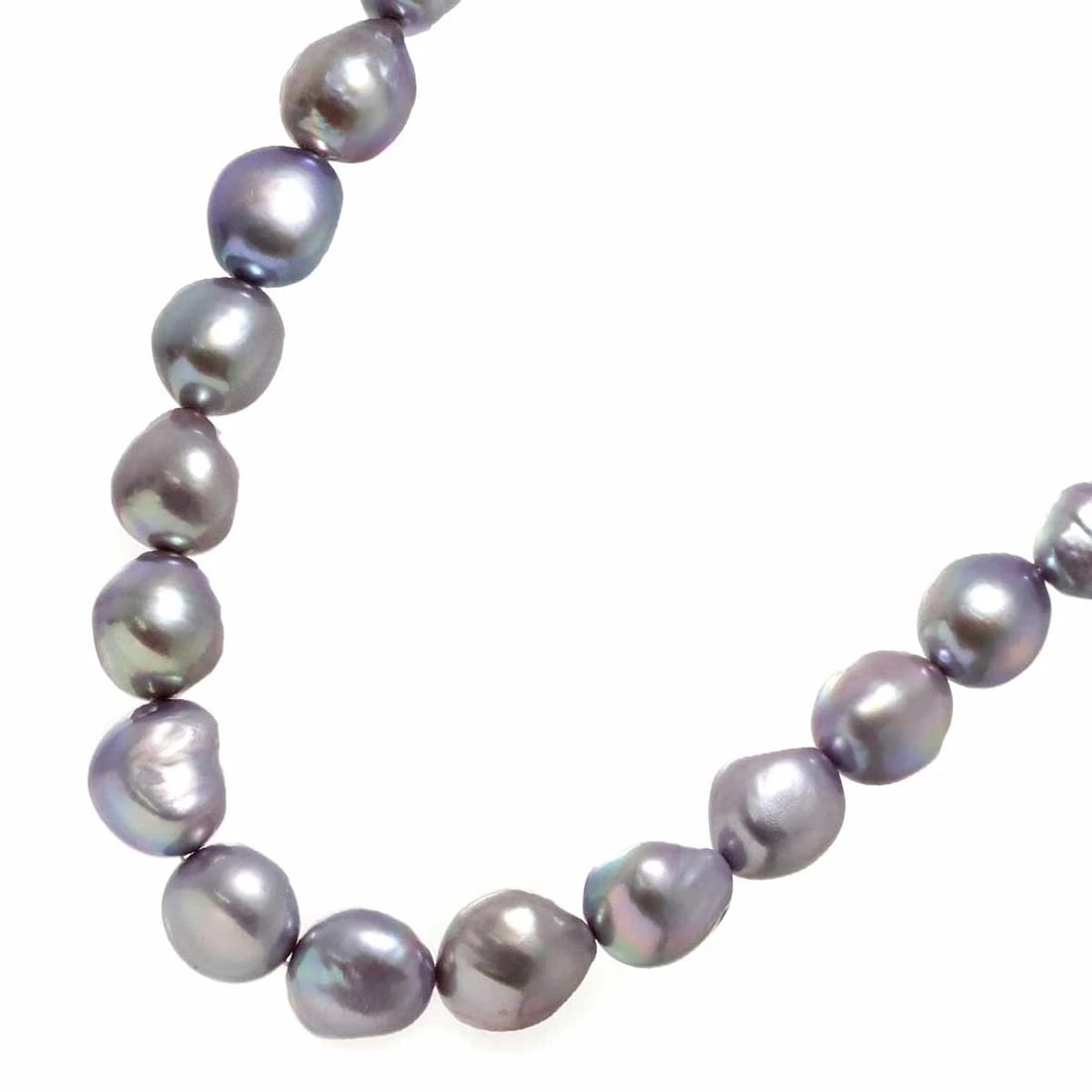 TASAKI BAROQUE PEARL NECKLACE SV: TASAKI Baroque Pearl Necklace SV Brand: TASAKI Type: Necklace Material: Silver, Main Stone/Creation Baroque Pearl Color: Silver Size: internal circumference of the chain: 17.3inch Width:(max.) 11.8mm