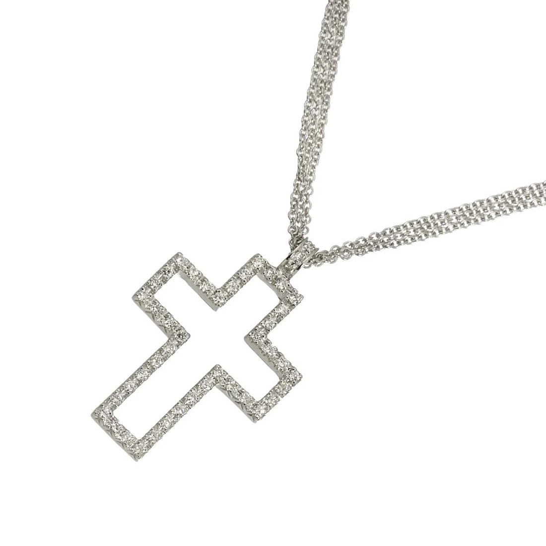 ZOCCAI DIAMOND CROSS NECKLACE 18K WHITE GOLD: Zoccai Diamond Cross Necklace 18K White Gold Brand: Zoccai Type: Necklace Material: 750 White Gold, Main Stone/Creation Natural Color: White Gold Size: internal circumference of the chain:16.5inch Top
