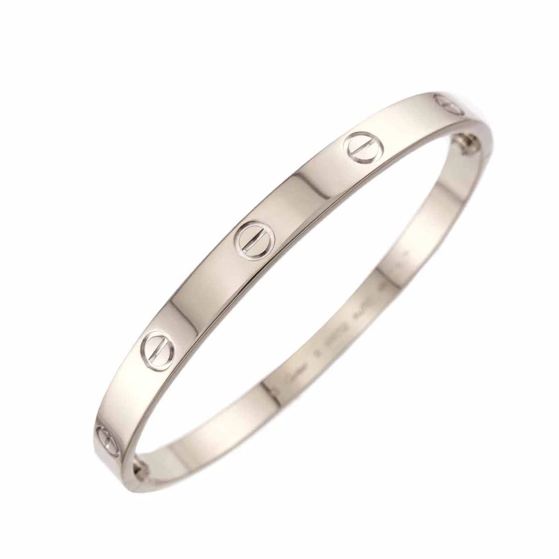 CARTIER LOVE BRACELET BANGLE 18K: Cartier Love Bracelet Bangle 18K Brand: Cartier Type: Bracelet Material: 750 White Gold, Color: White Gold Size: Inner circumference:7.1inch Width:(max.) 6.1mm Accessories: None Accessorie