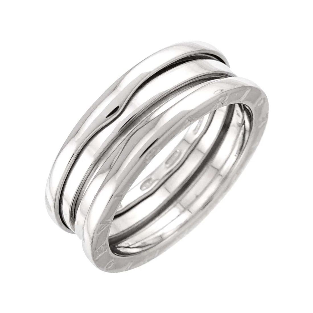 BVLGARI B-ZERO1 2 BAND RING: BVLGARI B-ZERO1 2 BAND Ring Brand: BVLGARI Type: Ring Material: 750 White Gold, Color: White Gold Size: 9.75-10 (US) Accessories: None Accessories Notice: When purchasing pre-owned goods,