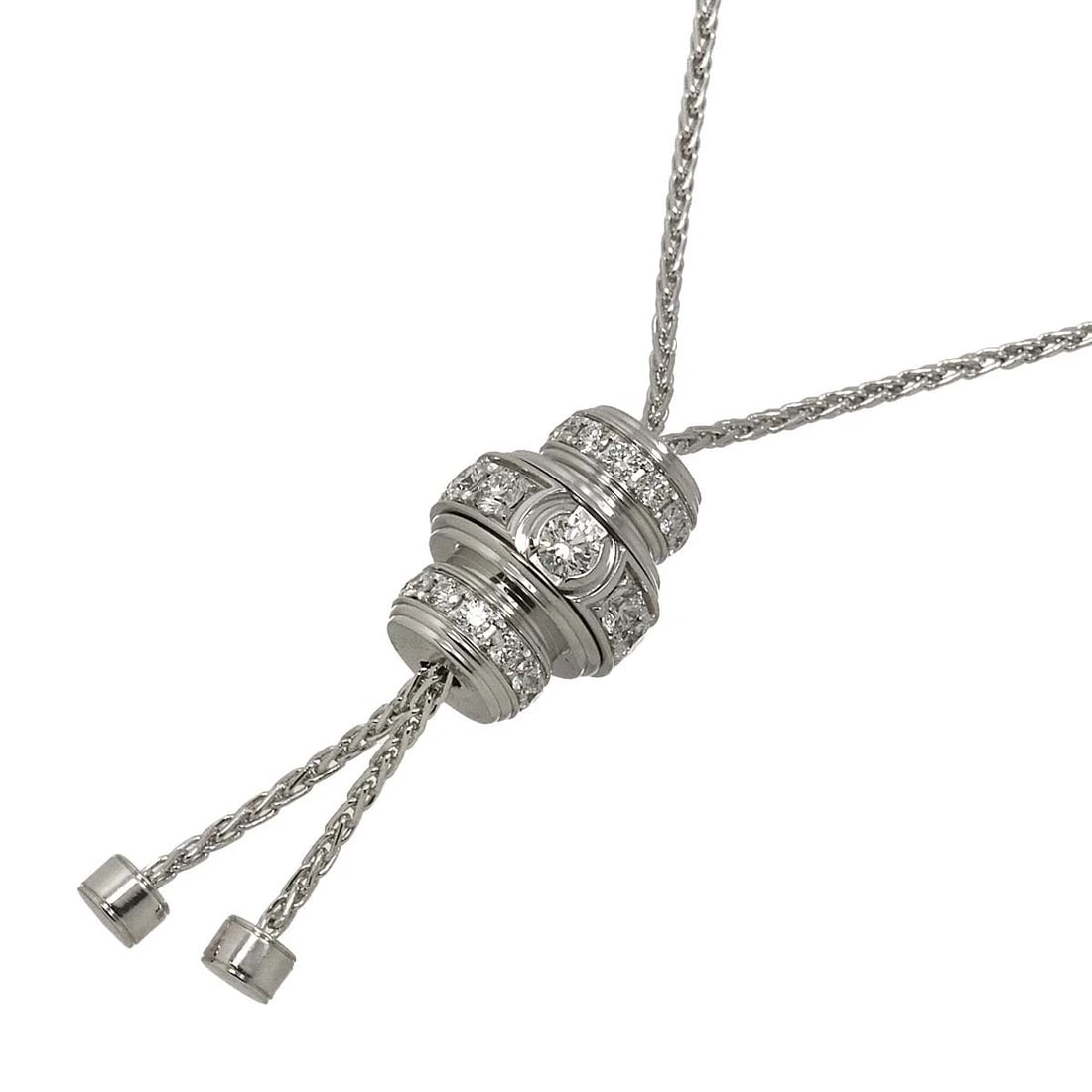 PIAGET POSSESSION DIAMOND NECKLACE: PIAGET Possession Diamond Necklace Brand: PIAGET Type: Necklace Material: 750 White Gold, Main Stone/Creation Natural Color: White Gold Size: internal circumference of the chain:29.9inch(Adjustable)