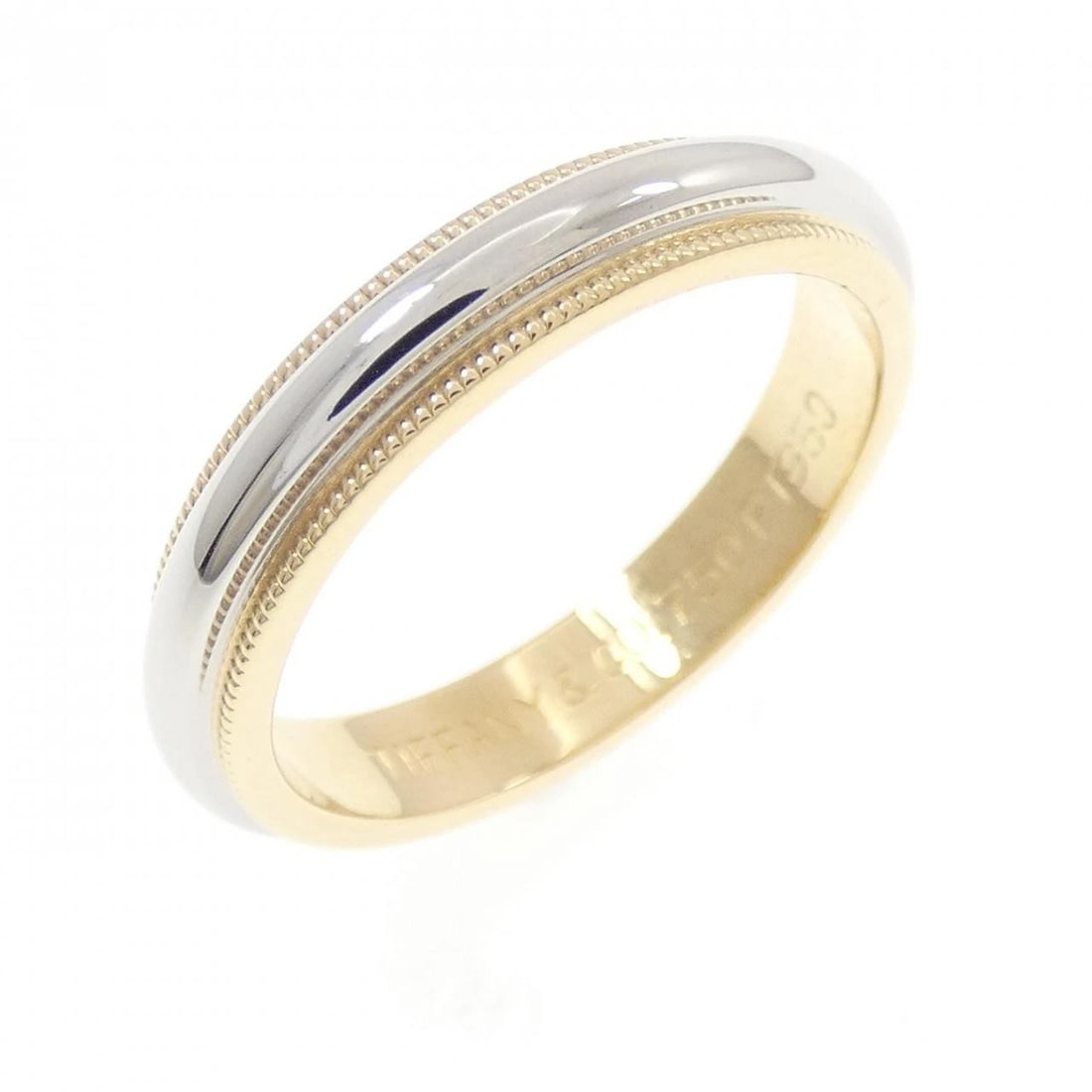TIFFANY & CO. MILGRAIN RING: TIFFANY & Co. Milgrain Ring Brand: TIFFANY&Co. Type: TIFFANY & Co. Ring Material: 750 Yellow Gold/Platinum 950, Color: Platinum yellow gold Size: US6 1/2 Accessories: None Accessories Notice: When