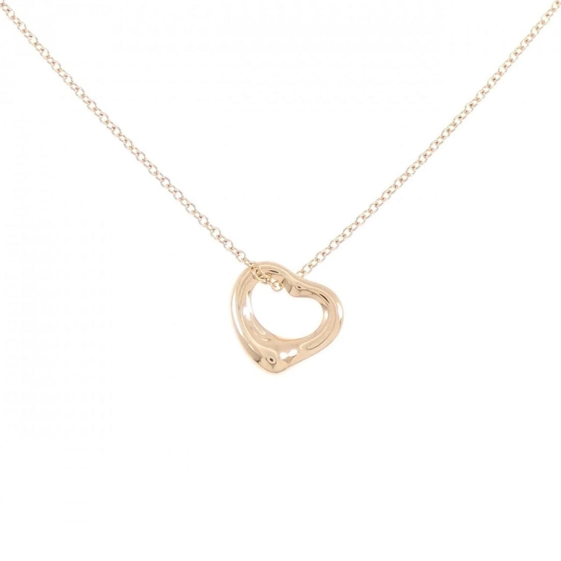 TIFFANY&CO. OPEN HEART NECKLACE: TIFFANY&Co. Open Heart Necklace Brand: TIFFANY&Co. Type: TIFFANY&Co. Necklace Material: 750 Pink Gold, Color: Pink Gold Size: Actual Size Pendant length approx. x width approx.: 10.3mmx10.9mm Chain