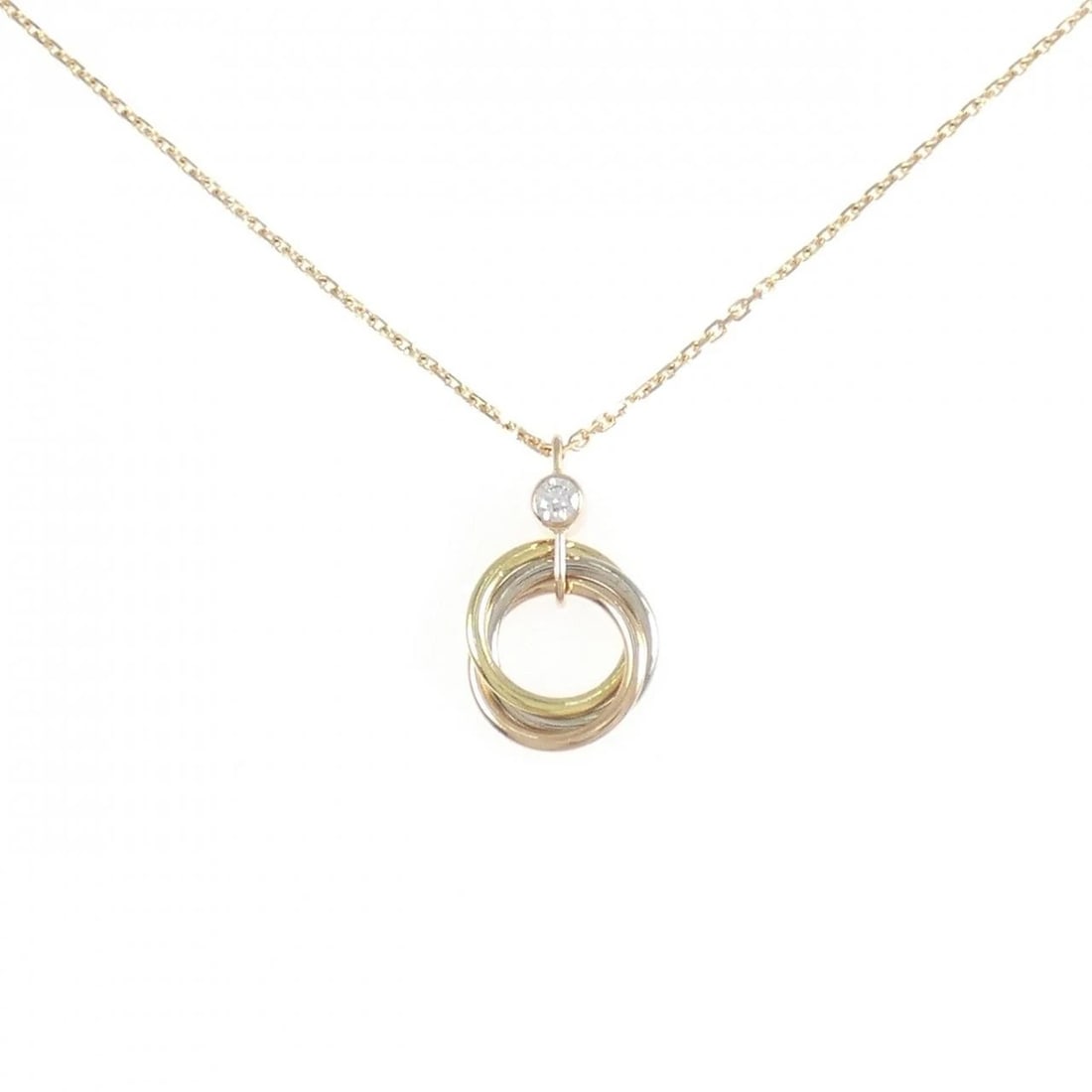 CARTIER TRINITY NECKLACE: Cartier Trinity Necklace Brand: CARTIER Type: Cartier Necklace Material: 750 Yellow Gold/750 White Gold/750 Pink Gold, Color: Yellow Gold White Gold Pink Gold Size: Actual Size Pendant length approx.