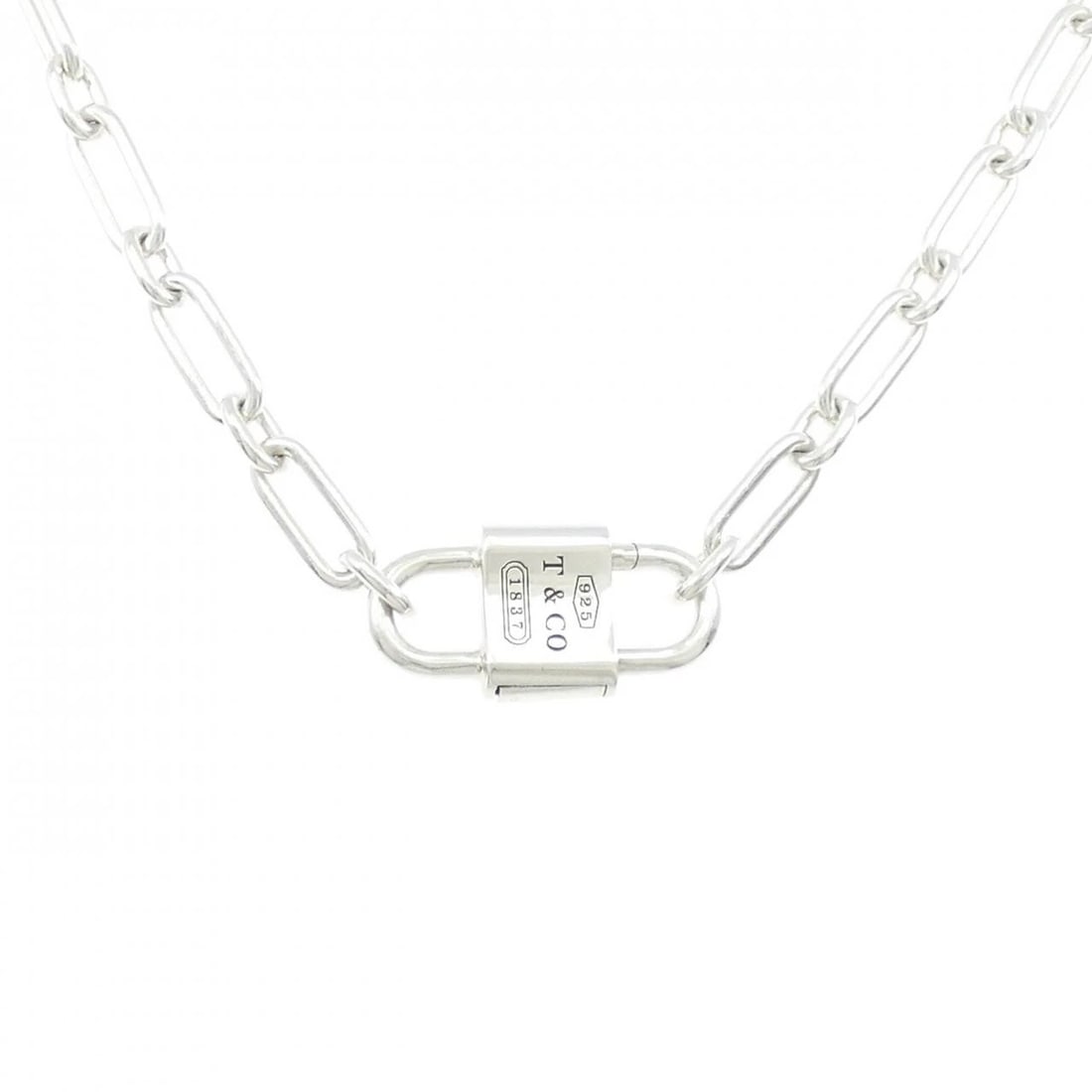 TIFFANY&CO. MEDIUM DOUBLE LOCK NECKLACE: TIFFANY&Co. Medium Double Lock Necklace Brand: TIFFANY&Co. Type: TIFFANY&Co. Necklace Material: 925Silver, Color: Silver Size: Actual Size Motif maximum width approx.: 14.0mm Chain maximum width