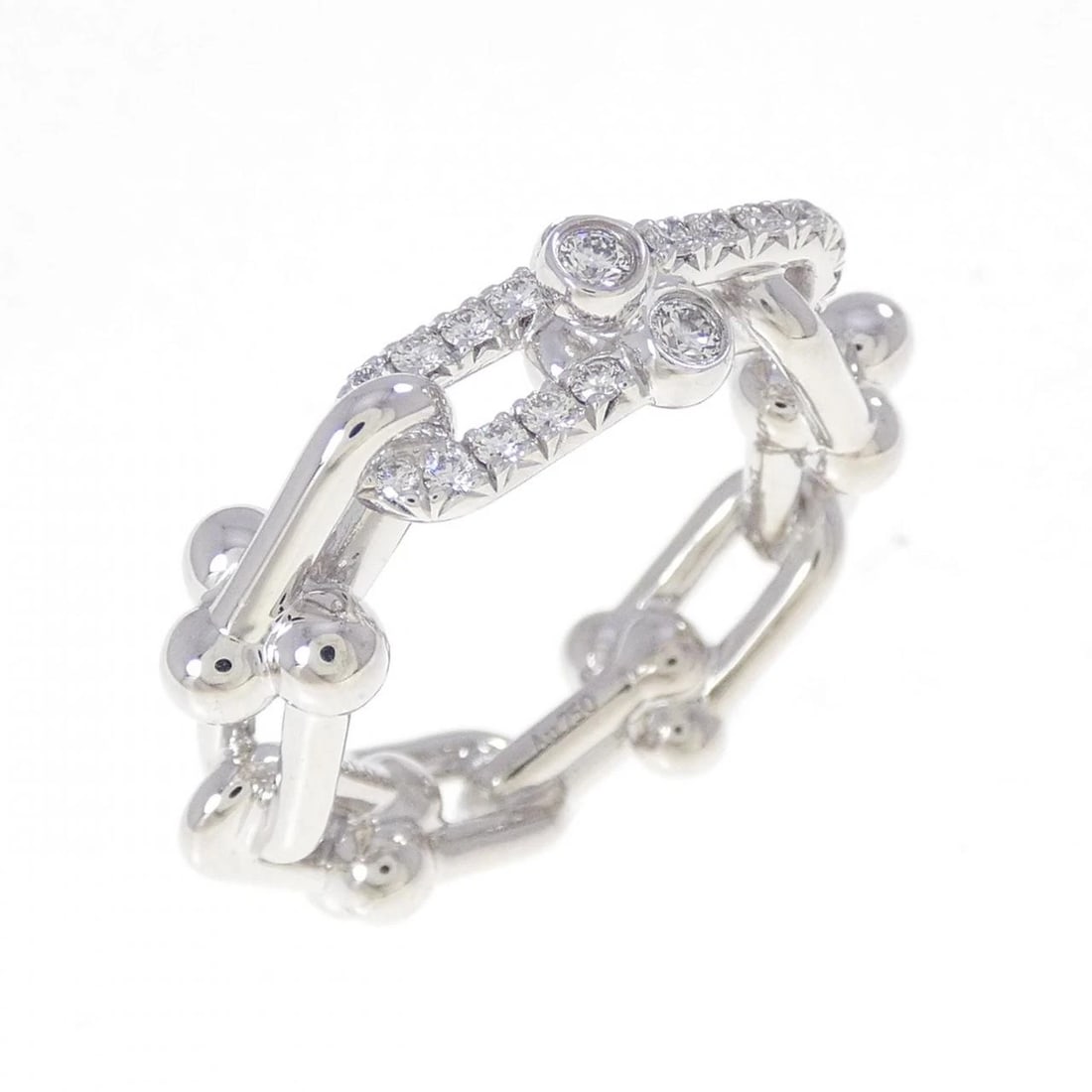 TIFFANY&CO. HARDWARE SMALL LINK RING: TIFFANY&Co. Hardware Small Link Ring Brand: TIFFANY&Co. Type: TIFFANY & Co. Ring Material: 750 white gold, Color: white gold Size: US4 Accessories: None Accessories Notice: When purchasing pre-owned