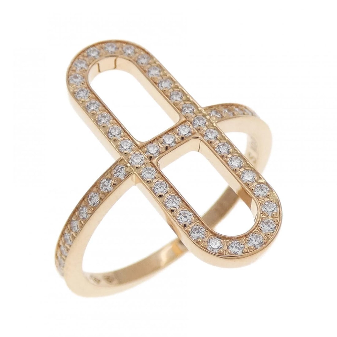 HERMES EVER CHAINE D'ANCRE RING 0.24CT: Hermes Ever Chaine d'Ancre Ring 0.24CT Brand: HERMES Type: Hermes Ring Material: 750 Pink Gold, Color: Pink Gold Size: US4 3/4 Accessories: None Accessories Notice: When purchasing pre-owned goods,